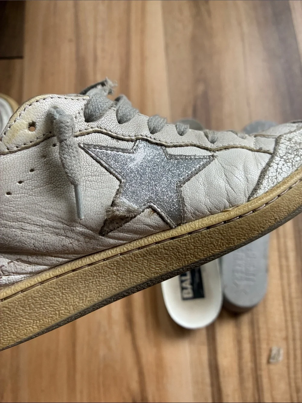 Golden Goose BALLSTAR White With Silver Glitter Star EU 38 (US 8)